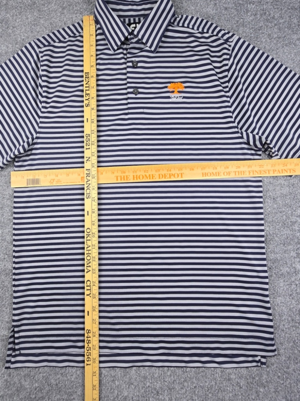 FootJoy Oak Tree National Pro Shop Golf Polo Mens M Navy Gray Striped - Picture 9 of 9